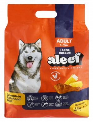 Aleef Dry Food with Chicken & Corn for Large Breed Adult Dogs (1+Years) 4 kg