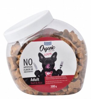 Orgo Organic Biscuit Treats with Beef & Rice for Adult Dogs 500 gr