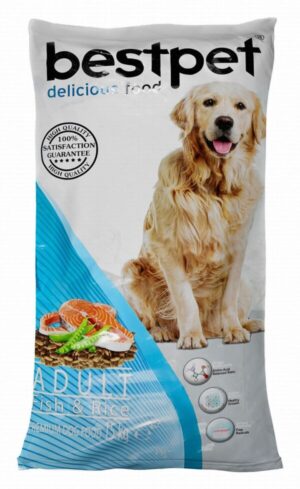 Bestpet Dry Food with Fish & Rice for Adult Dogs 15 kg