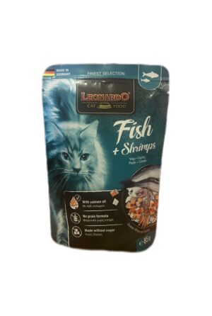 Leonardo  Wet Cat Food With Fish & Shrimp  85 gr