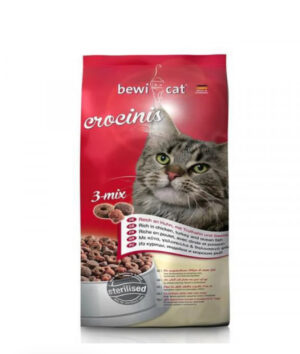 Bewi Cat Crocinis 3 Mix Dry Food with Chicken, Turkey & Fish for Sterilized Adult Cats