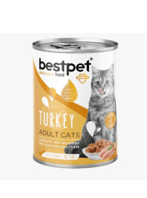 bestpet Turkey Adult Cat Wet Food Cans 400 gr