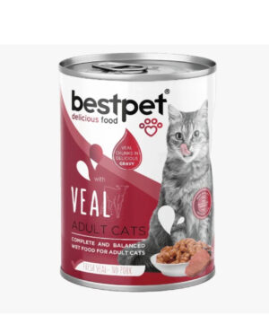 bestpet Veal Adult Cat Wet Food Cans 400 gr