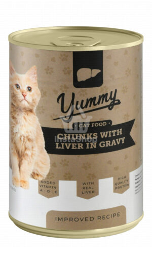 Yummy Wet Cat Food Chunks With Liver in Gravy 400 gr
