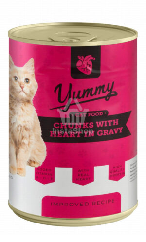 Yummy Wet Cat Food Chunks With Hearts in Gravy 400 gr
