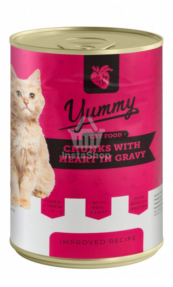Yummy Wet Cat Food Chunks With Hearts in Gravy 400 gr