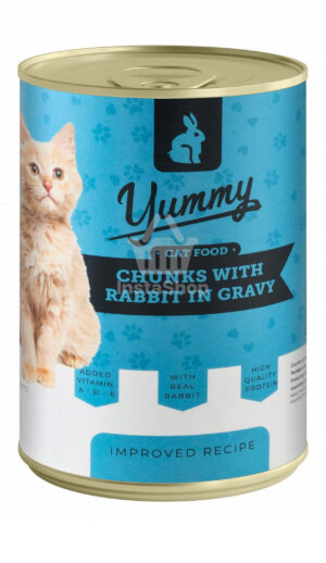 Yummy Wet Cat Food Chunks With Rabbit in Gravy 400 gr
