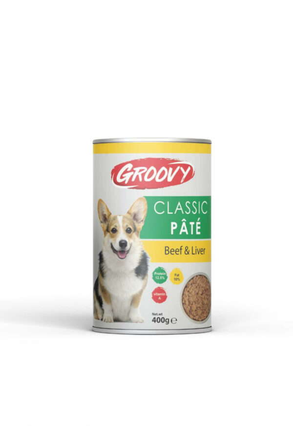 Groovy Classic dog wet food With Beef & Liver pate 400g